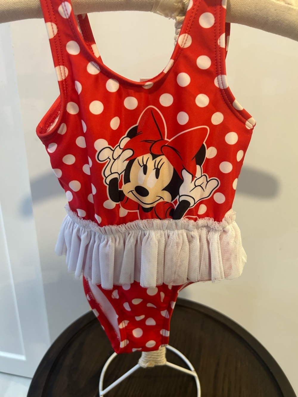 Disney Red White Polka Dot Minnie Mouse Girls One-Piece Swimsuit